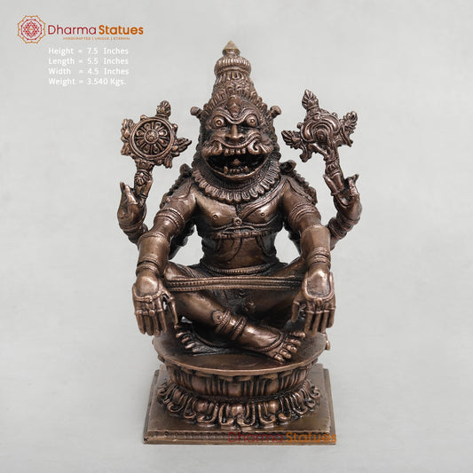 Copper Narsimha Seated Fine 7.5”