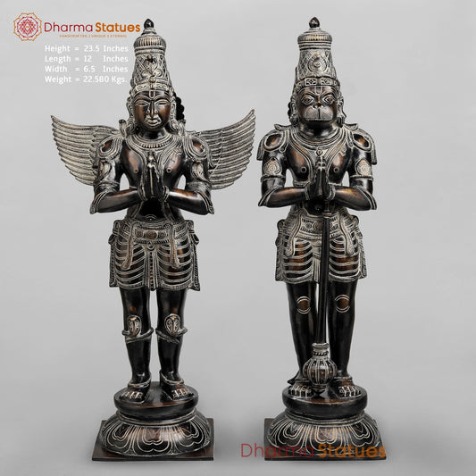 Brass Hanuman Garuda set Fine, Antique Finish 24”