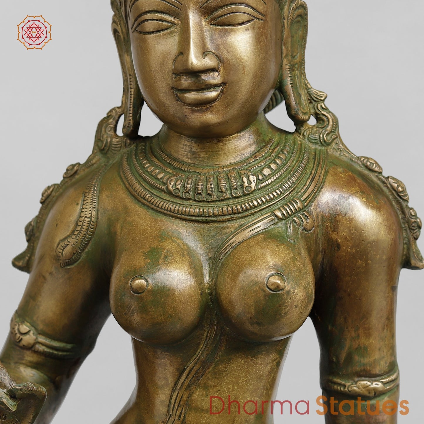 Brass Parwati fine Standing , Antique Bronze Finish fine 27”