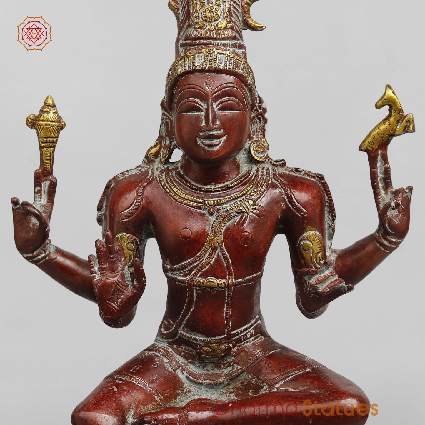 Brass Shiva Seated Fine, Red Copper Finish 15”