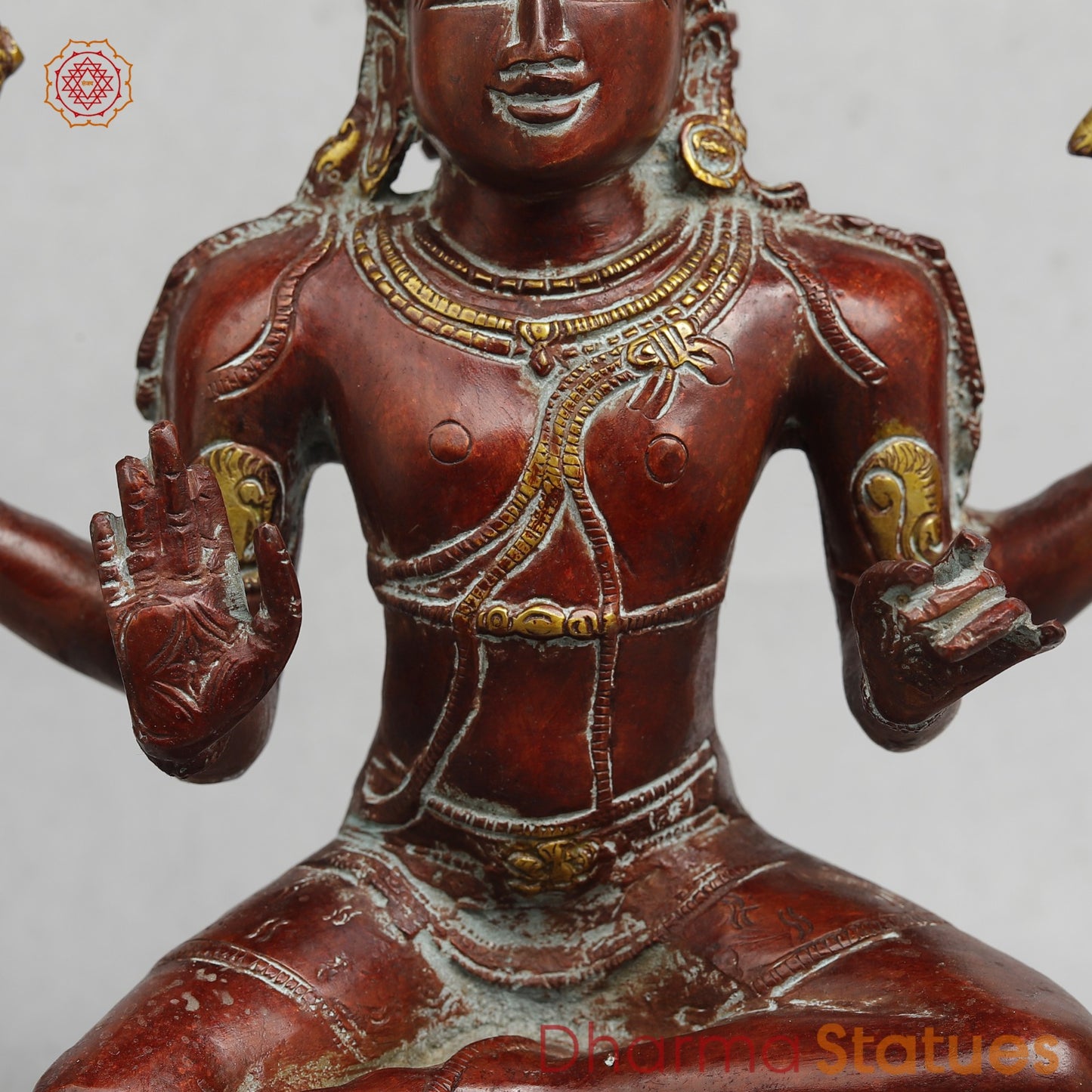 Brass Shiva Seated Fine, Red Copper Finish 15”