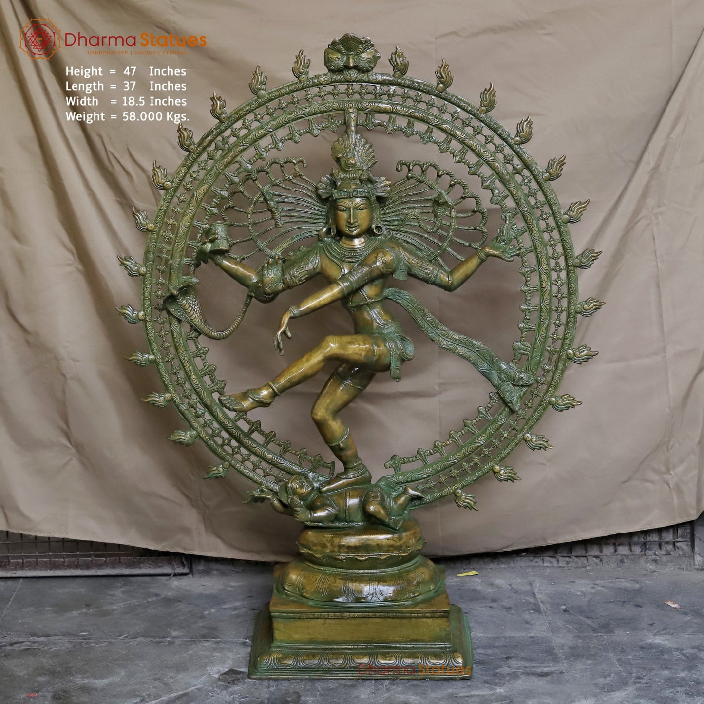 Brass Natraj Dancing Fine , Antique Bronze Finish 47”