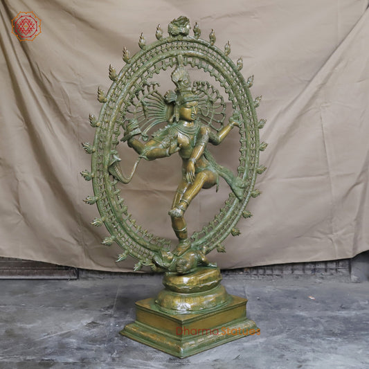 Brass Natraj Dancing Fine , Antique Bronze Finish 47”