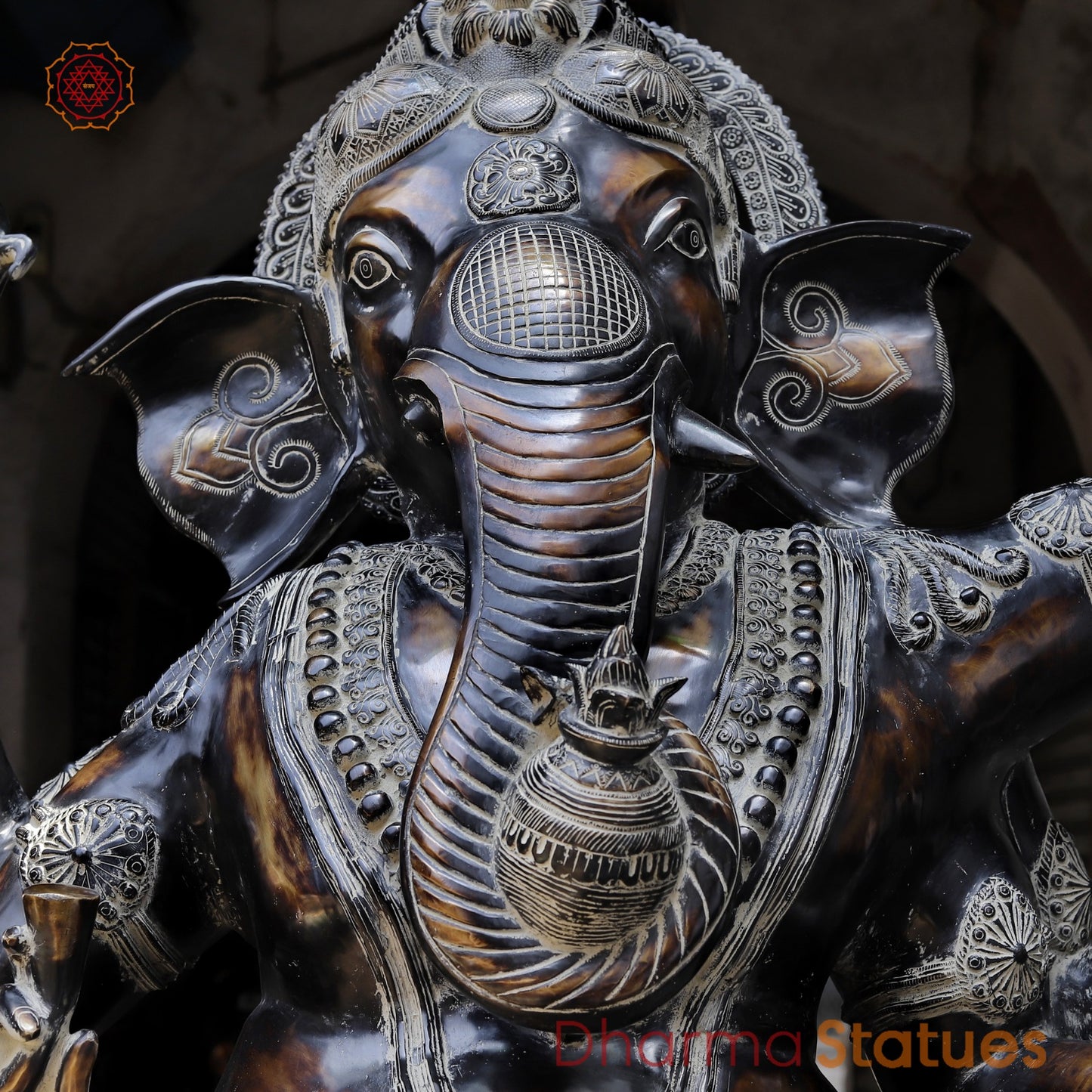Brass Dancing Ganesh Fine, Antique Copper And Bronze Finish 82”