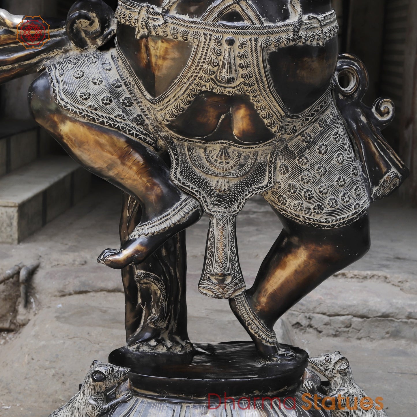 Brass Dancing Ganesh Fine, Antique Copper And Bronze Finish 82”