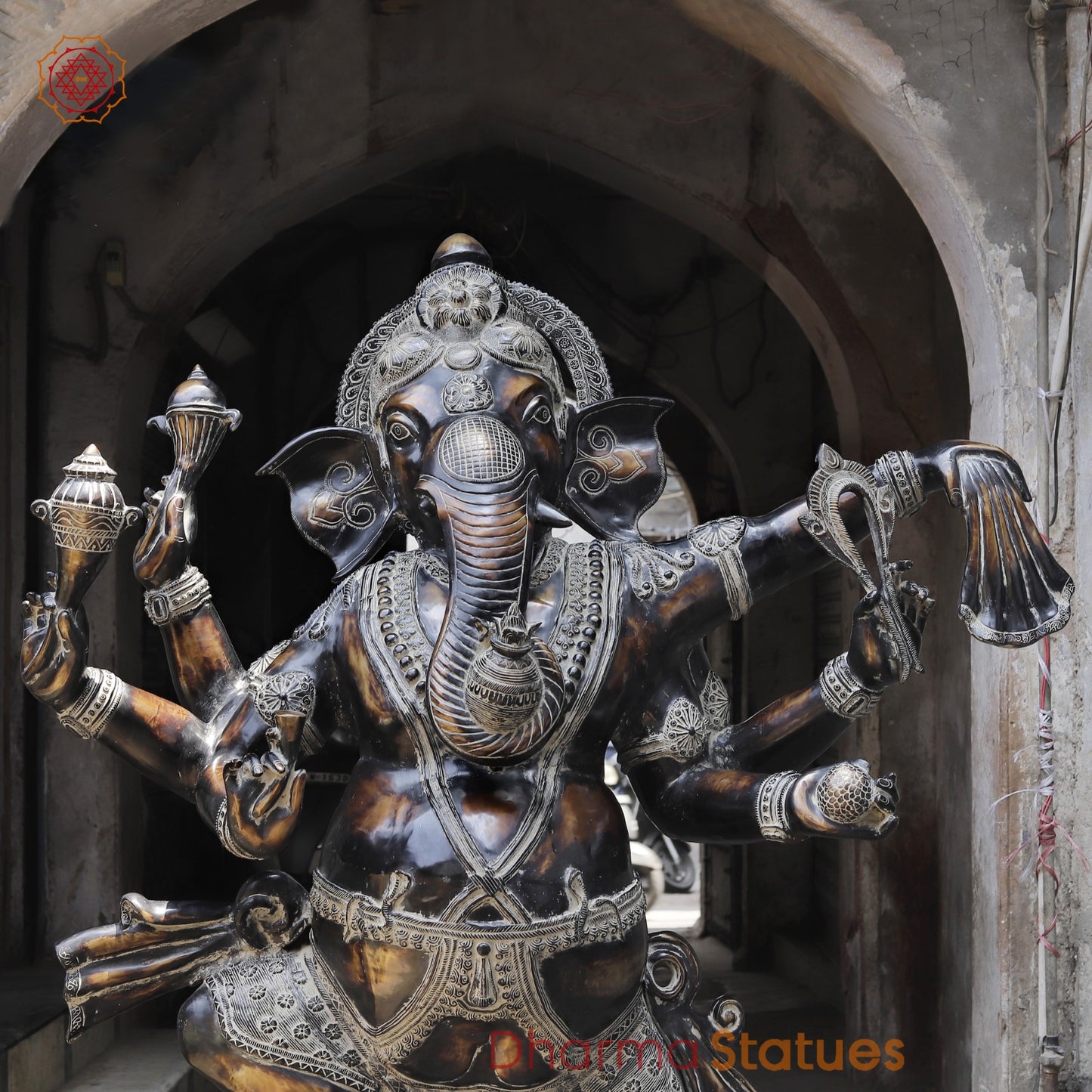 Brass Dancing Ganesh Fine, Antique Copper And Bronze Finish 82”