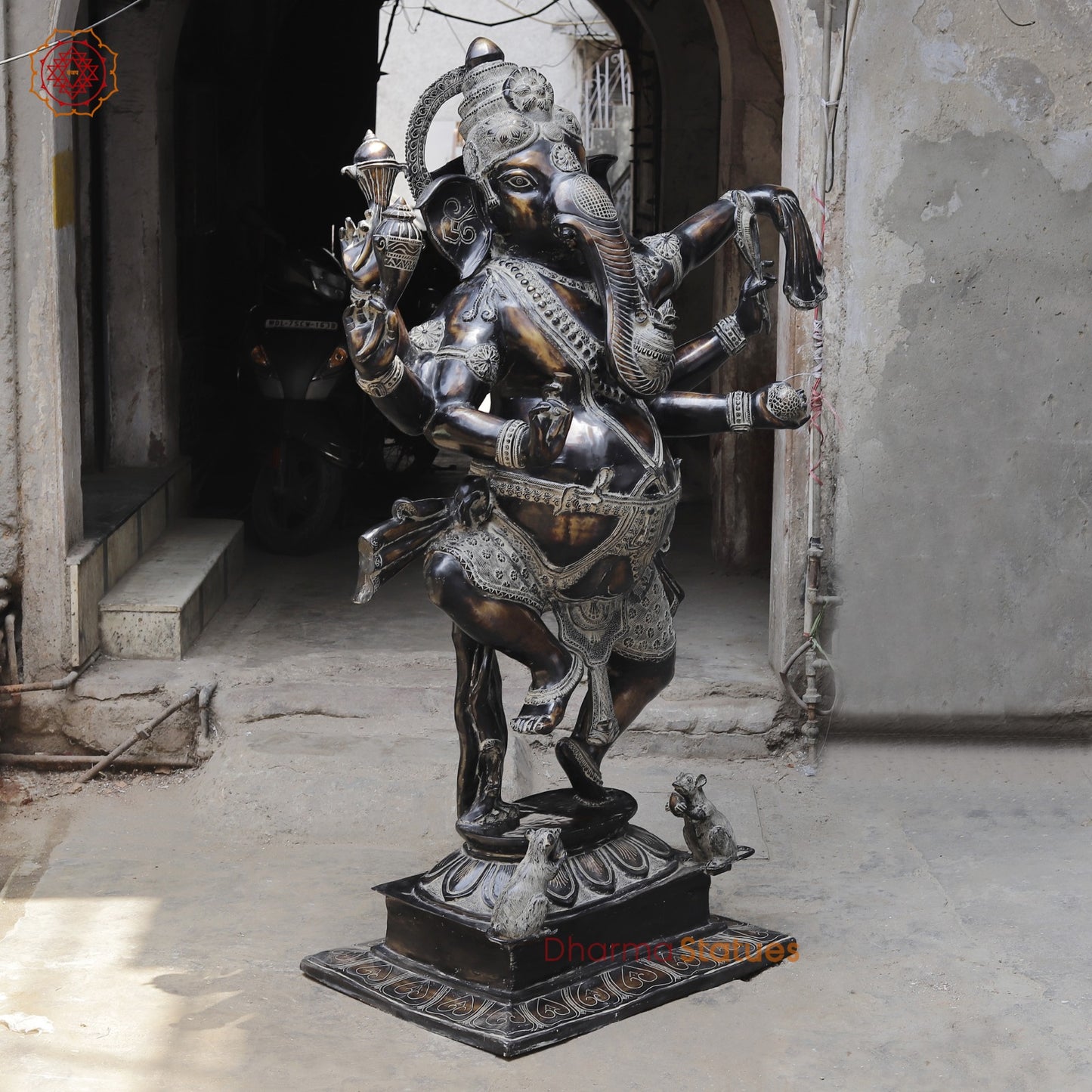 Brass Dancing Ganesh Fine, Antique Copper And Bronze Finish 82”