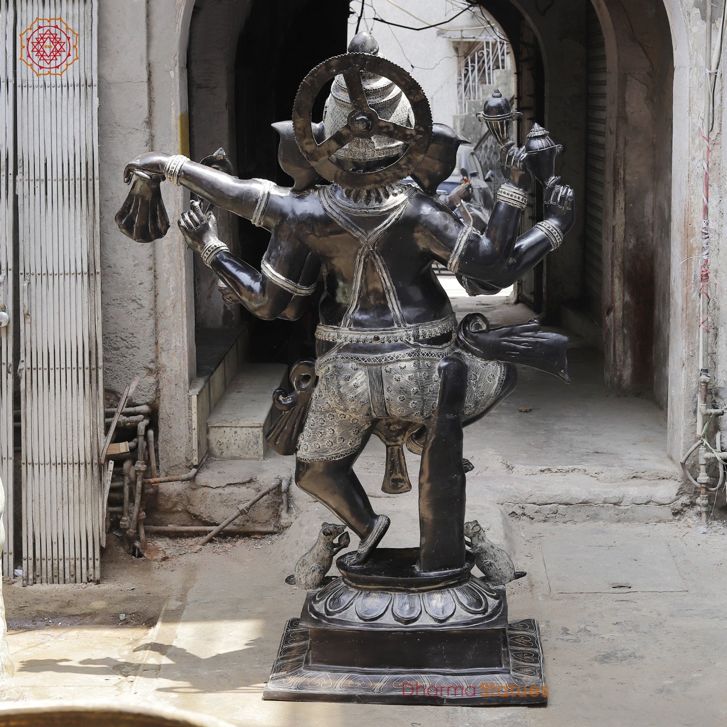 Brass Dancing Ganesh Fine, Antique Copper And Bronze Finish 82”