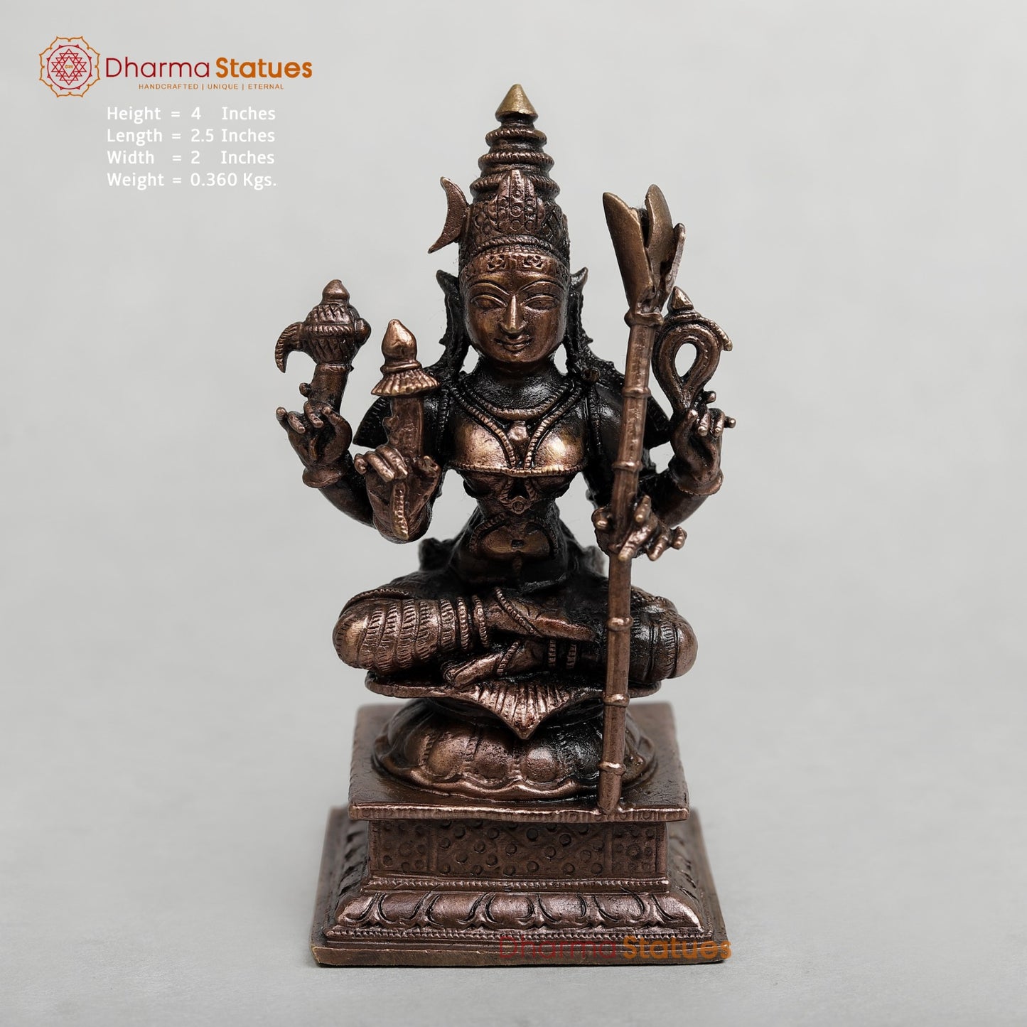 Copper Rajarajeshwari seated Fine 4”