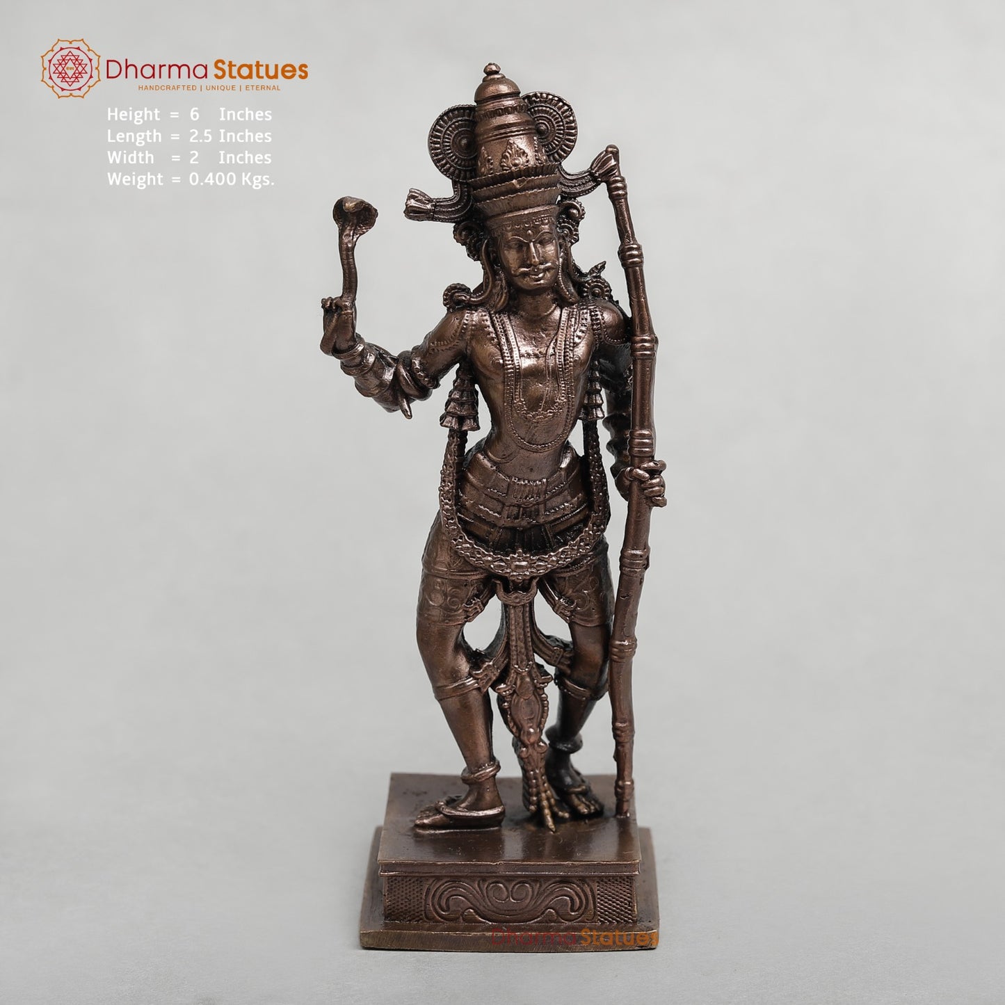 Copper Kiratha Shiva Standing Fine 6”
