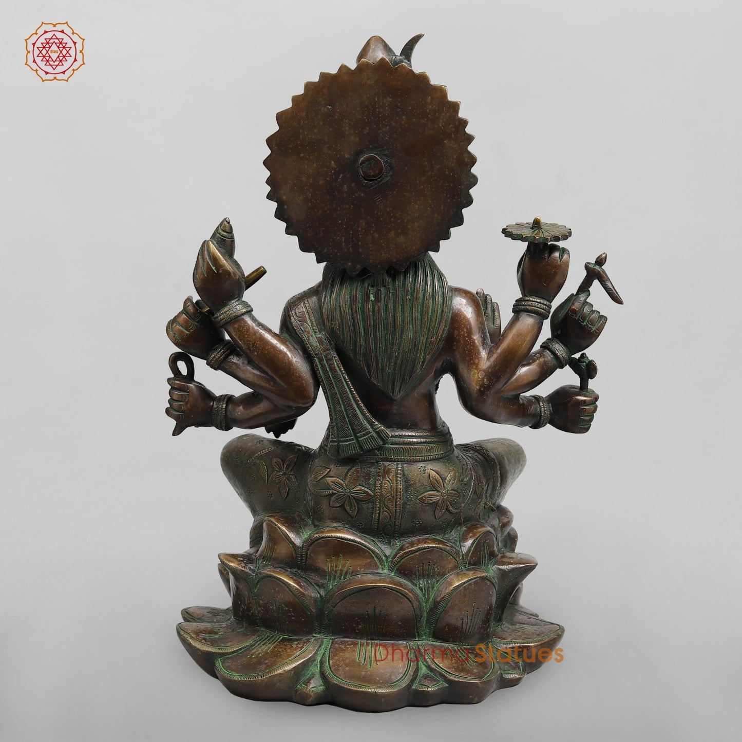 Brass Varahi Seated on Lotus Fine, Copper Green Finish 18.5”
