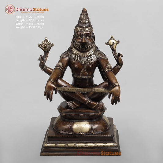 Brass Yog Narsimha Seated Fine, Copper Finish 20”