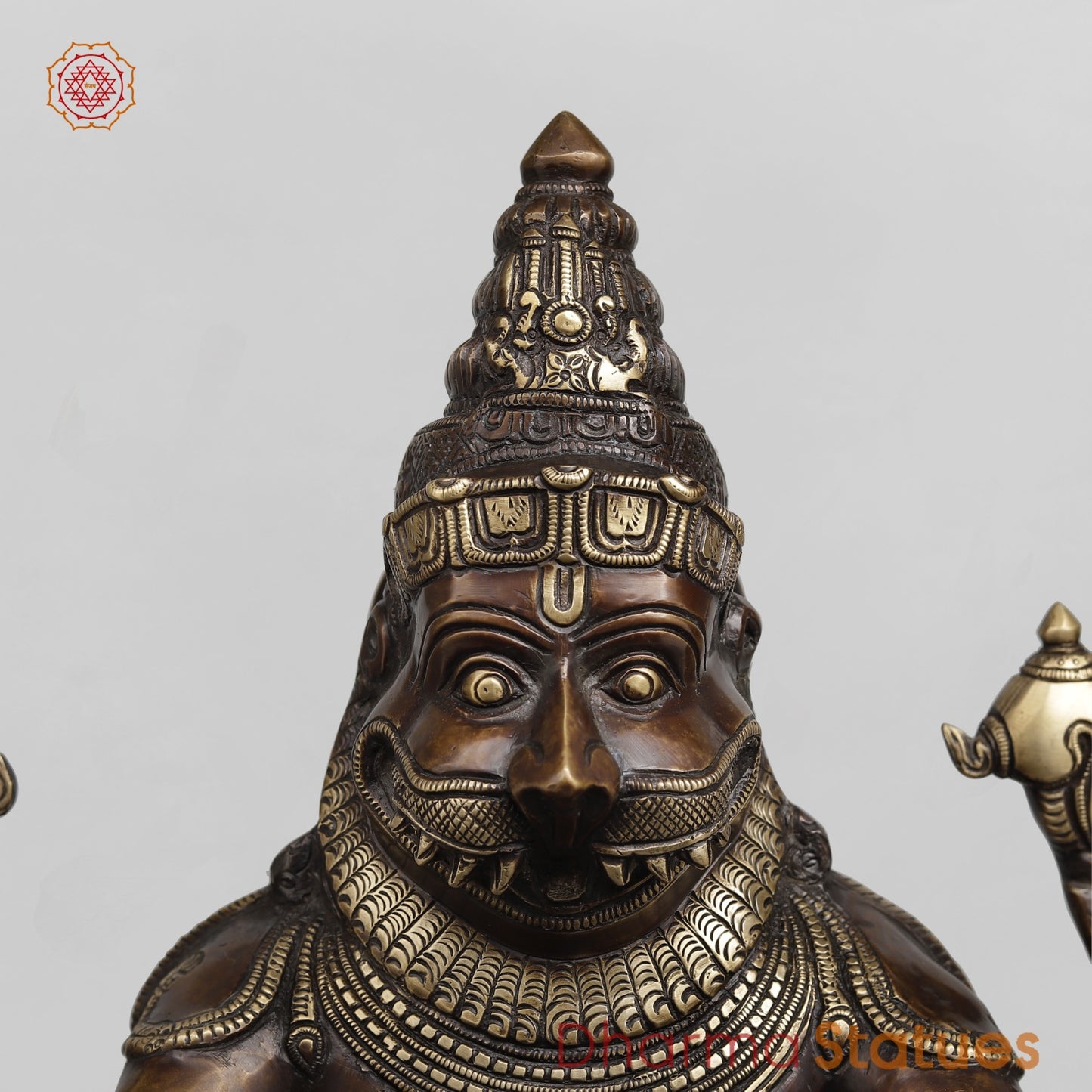 Brass Yog Narsimha Seated Fine, Copper Finish 20”