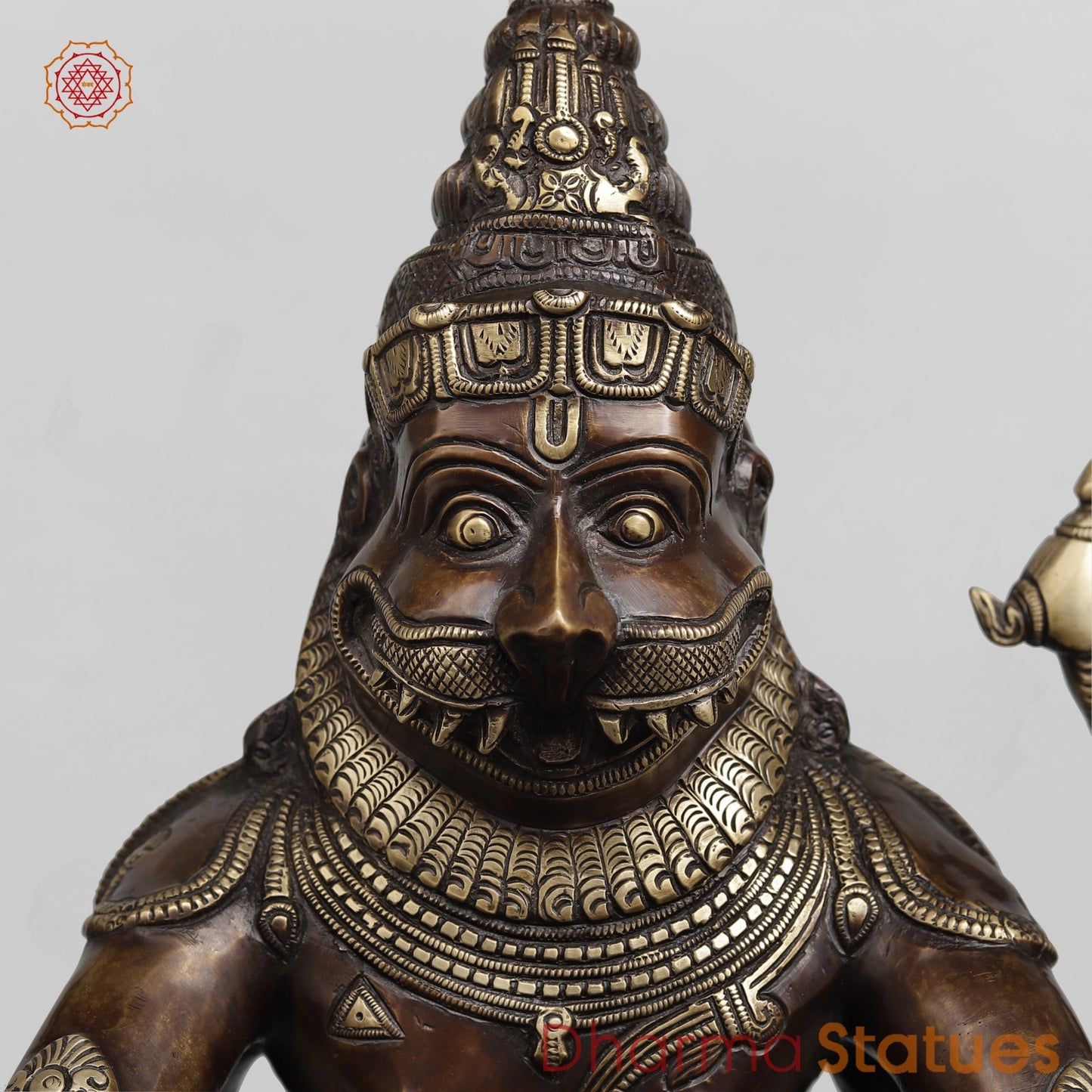 Brass Yog Narsimha Seated Fine, Copper Finish 20”