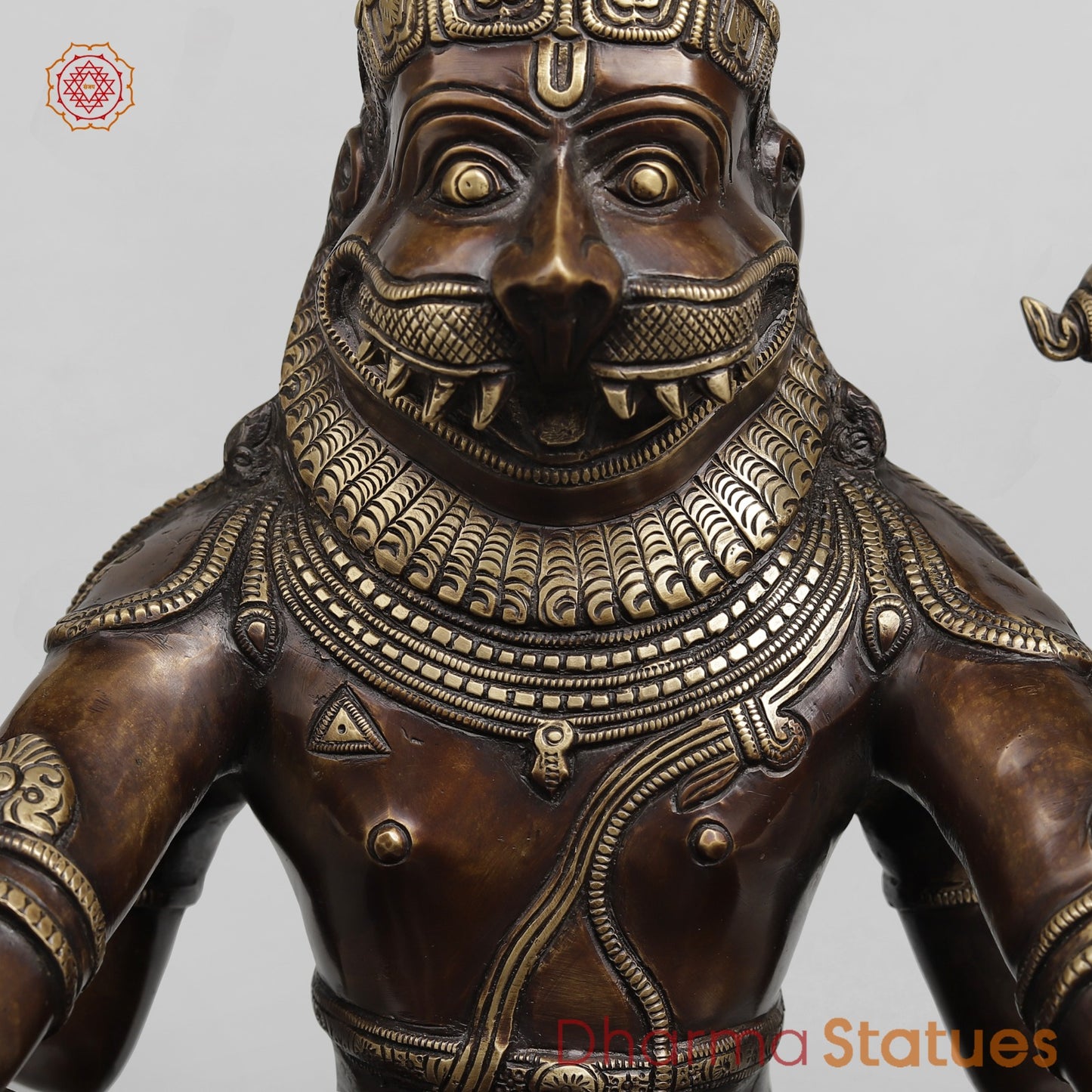 Brass Yog Narsimha Seated Fine, Copper Finish 20”