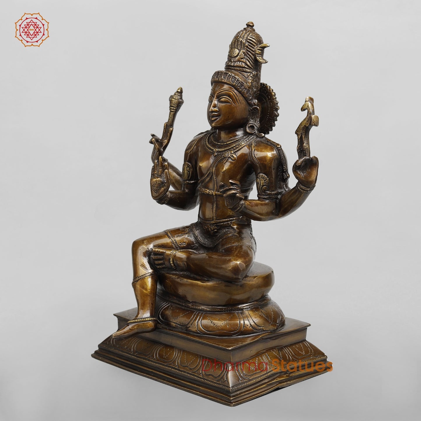 Brass Shiva Seated Fine, Copper Finish 15”