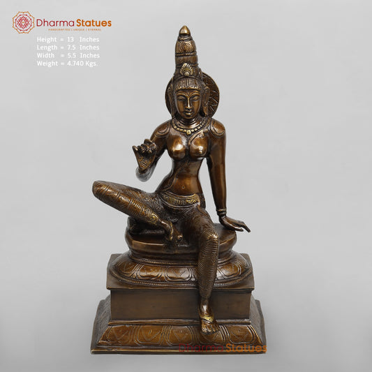 Brass Parwati (Uma) Seated, Copper Finish 13”
