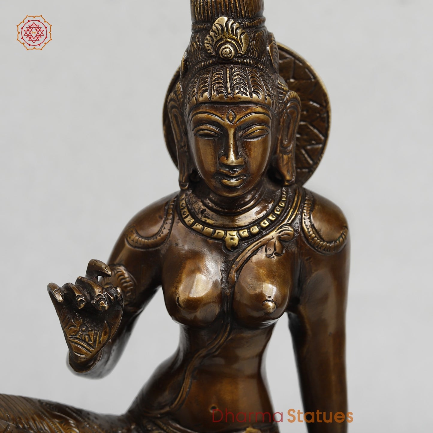 Brass Parwati (Uma) Seated, Copper Finish 13”