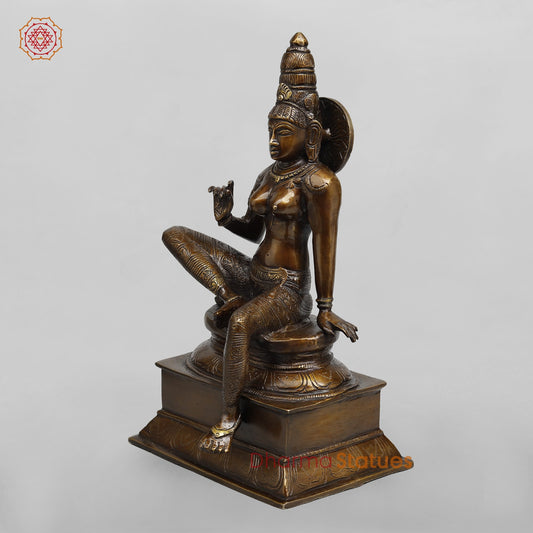 Brass Parwati (Uma) Seated, Copper Finish 13”
