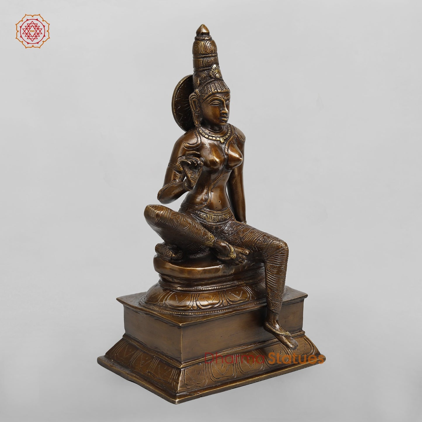 Brass Parwati (Uma) Seated, Copper Finish 13”