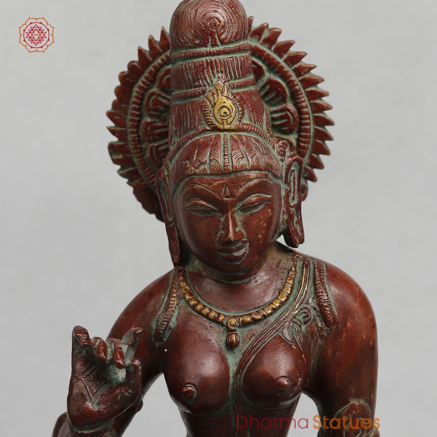 Brass Parwati (Uma) Seated, Red Copper Finish 13”