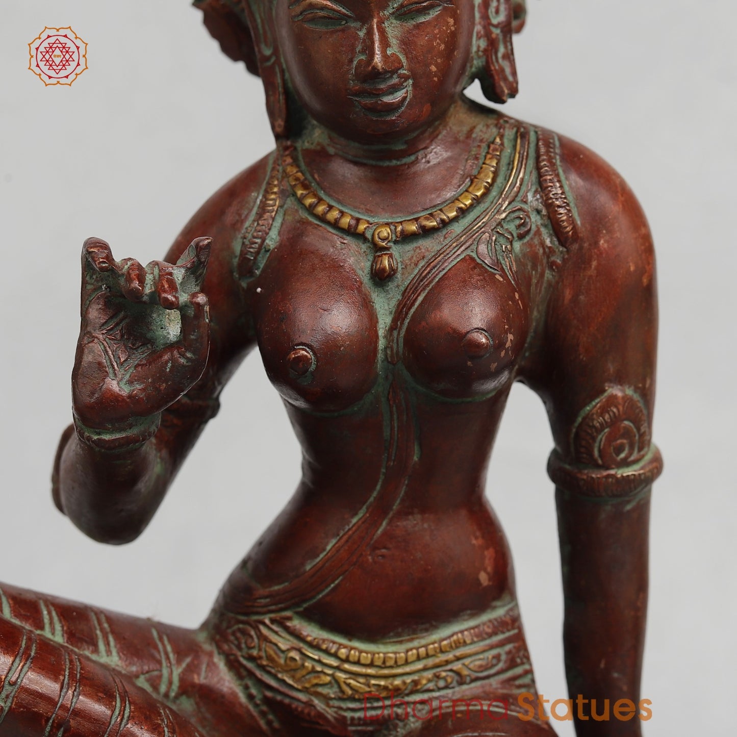 Brass Parwati (Uma) Seated, Red Copper Finish 13”