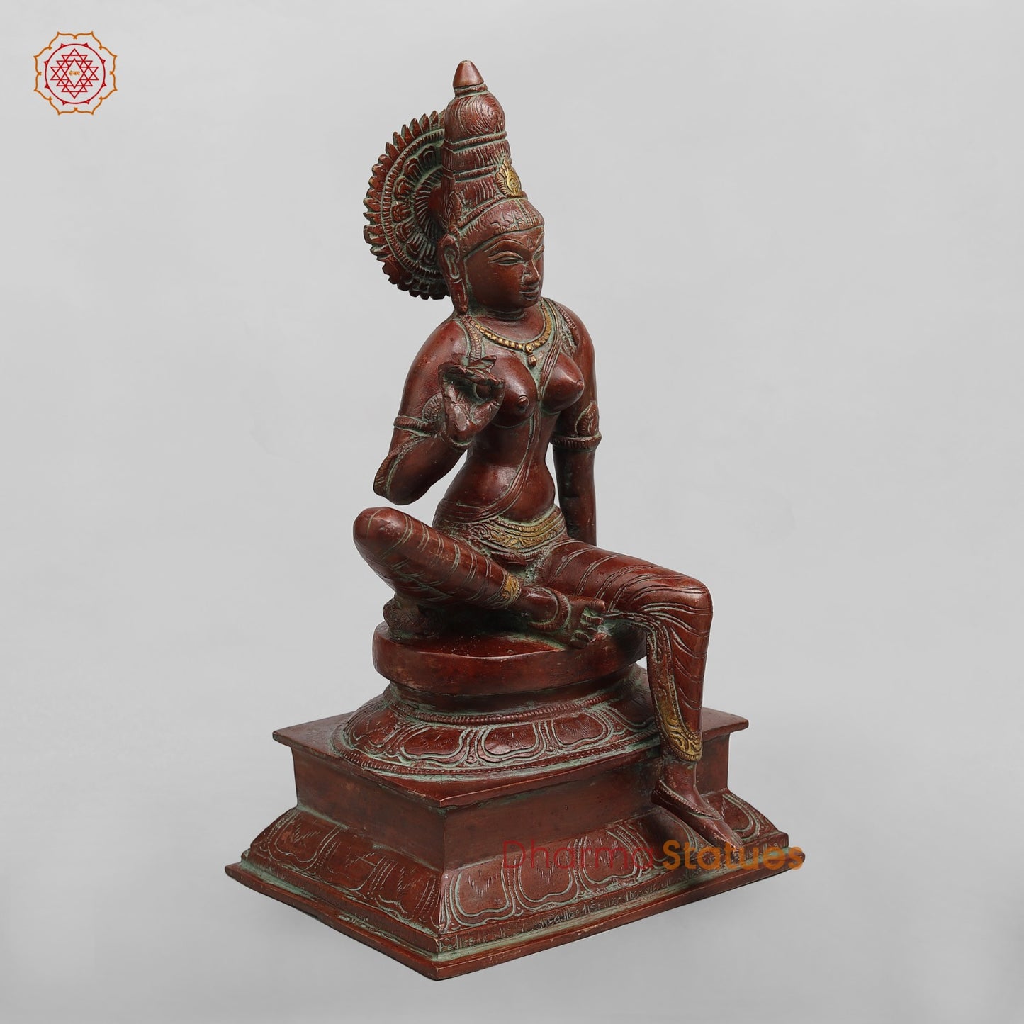 Brass Parwati (Uma) Seated, Red Copper Finish 13”