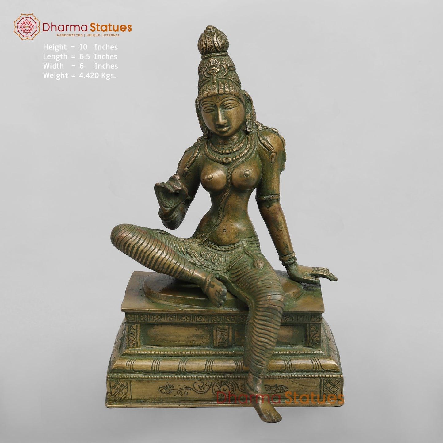 Brass Parwati (Uma) Seated Fine, Bronze Finish 10”