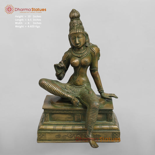 Brass Parwati (Uma) Seated Fine, Bronze Finish 10”