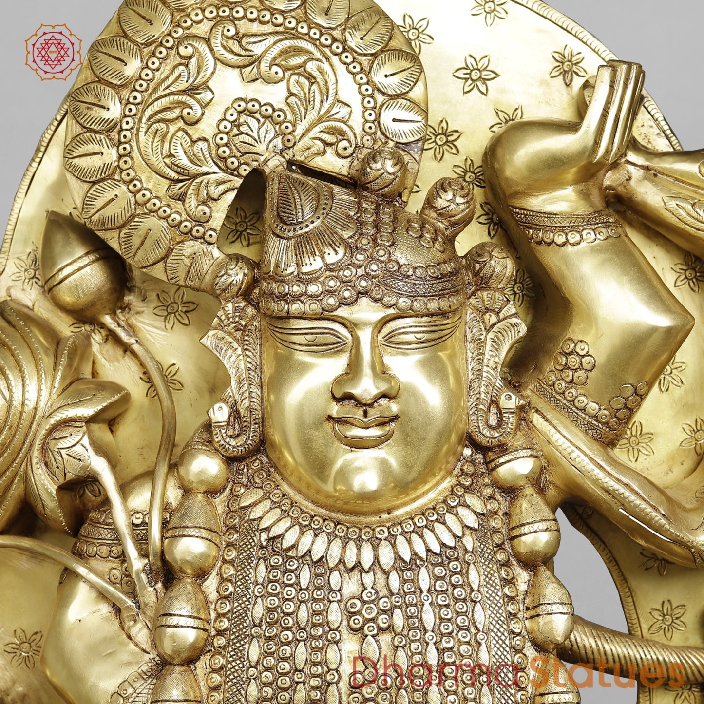 Brass Srinathji With Frame Fine, Speacial Gold Finish 36”