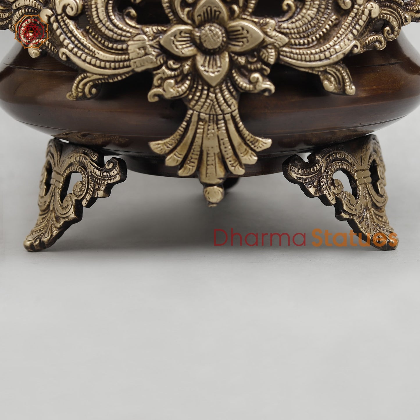 Brass Urli with Kalpvriskh Fine, Copper finish 13.5”