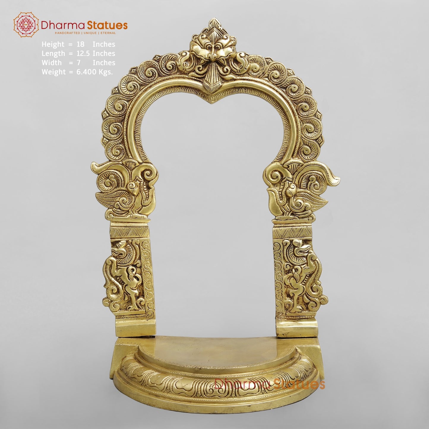 Brass Aasan with Arch For idols, Speacial Gold finish 18”