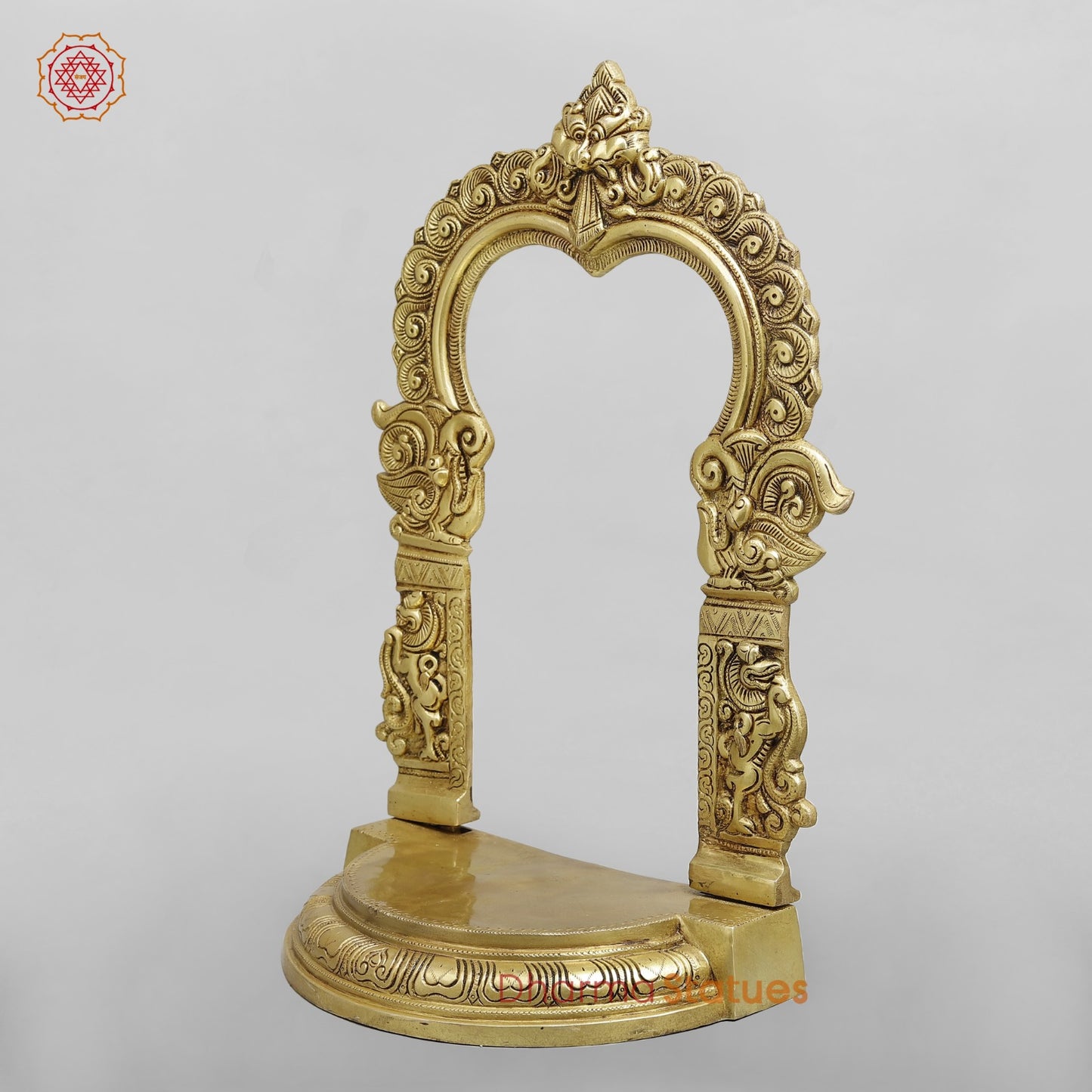 Brass Aasan with Arch For idols, Speacial Gold finish 18”