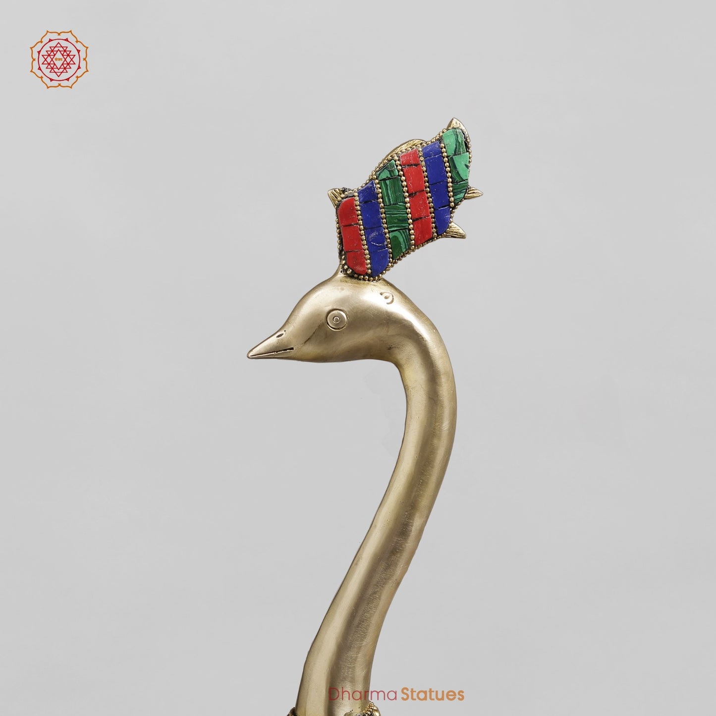 Brass Peacock Standing fine, Stone work 41”