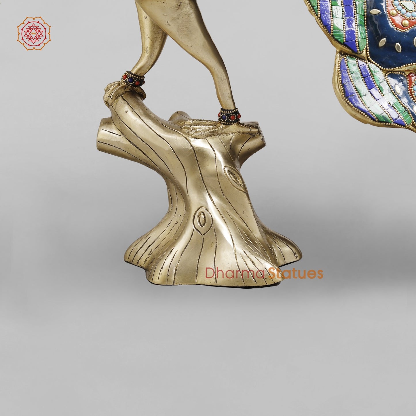 Brass Peacock Standing fine, Stone work 41”
