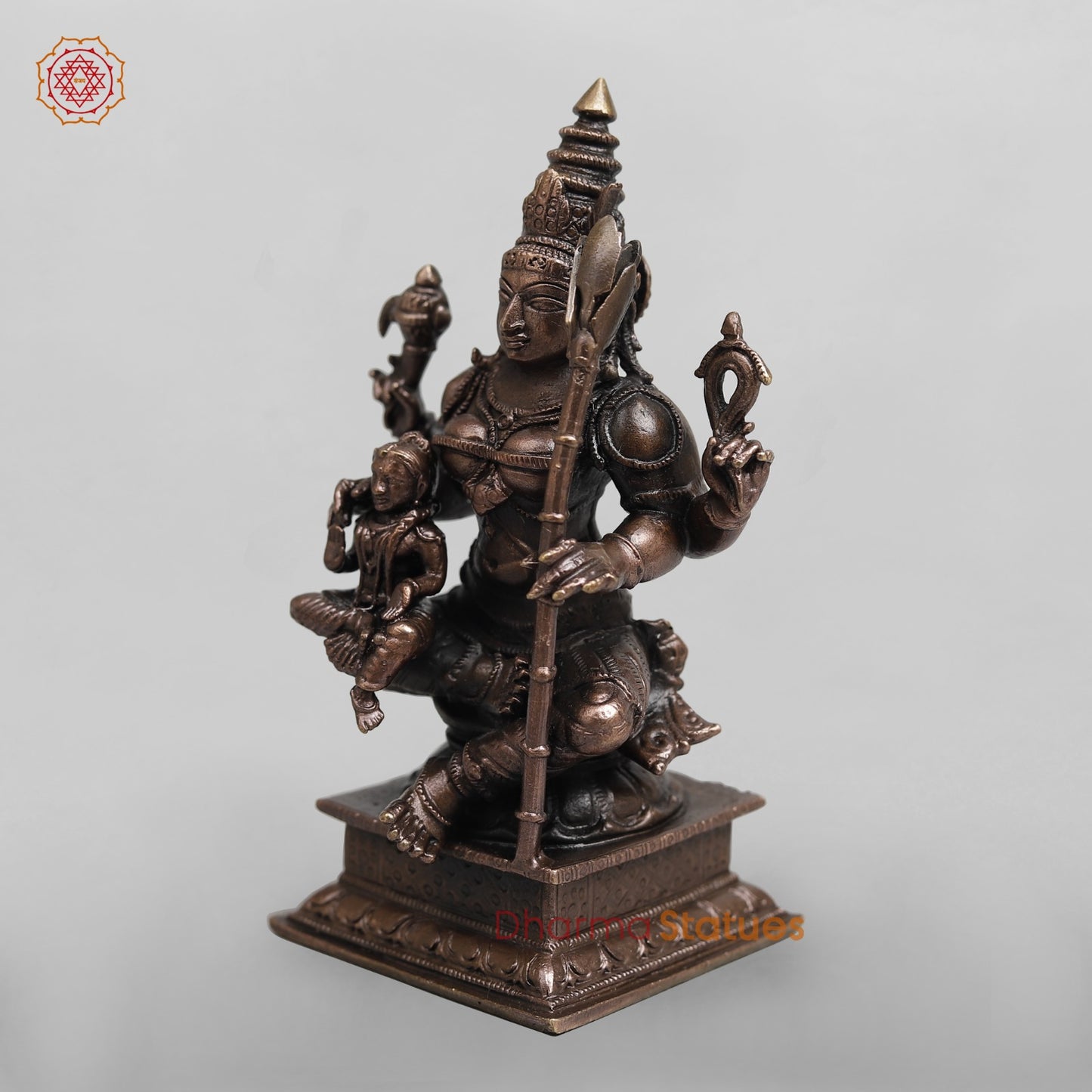 Copper Lalita Devi with Balambikai Tripura Sundari 4.5"