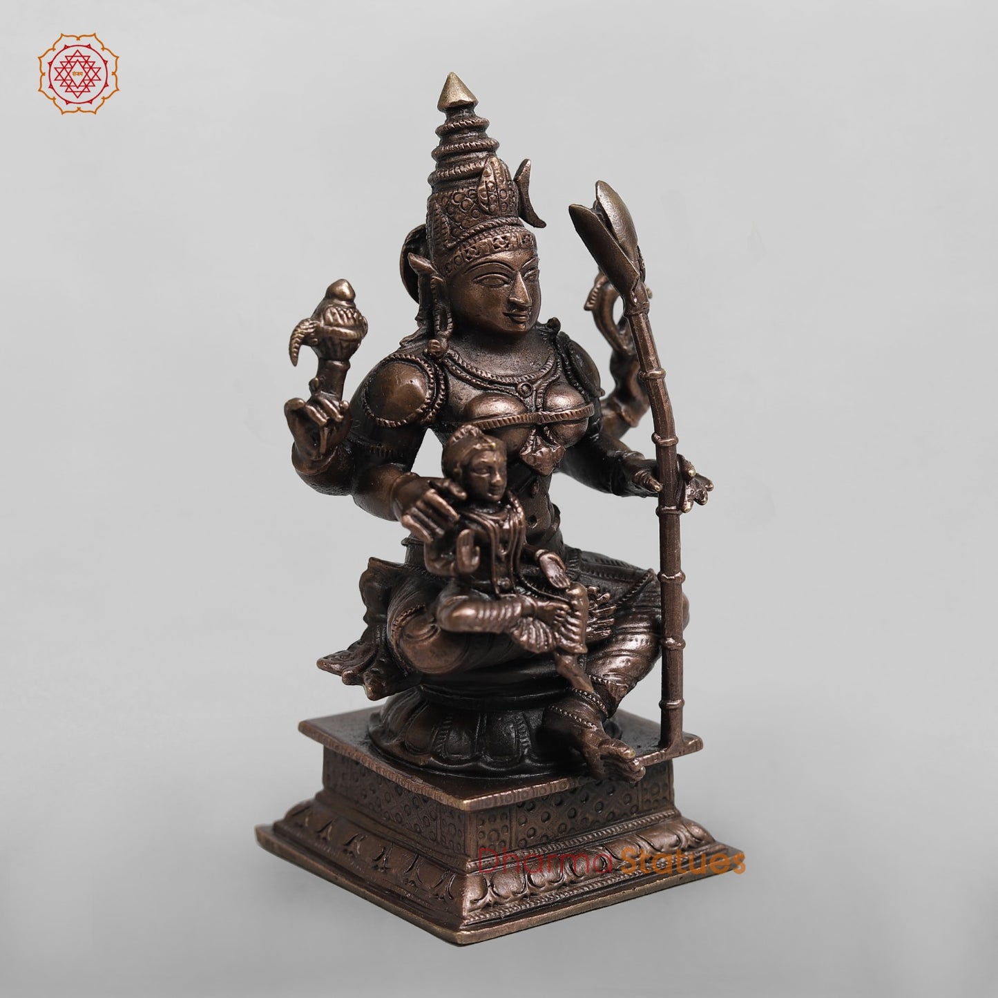 Copper Lalita Devi with Balambikai Tripura Sundari 4.5"