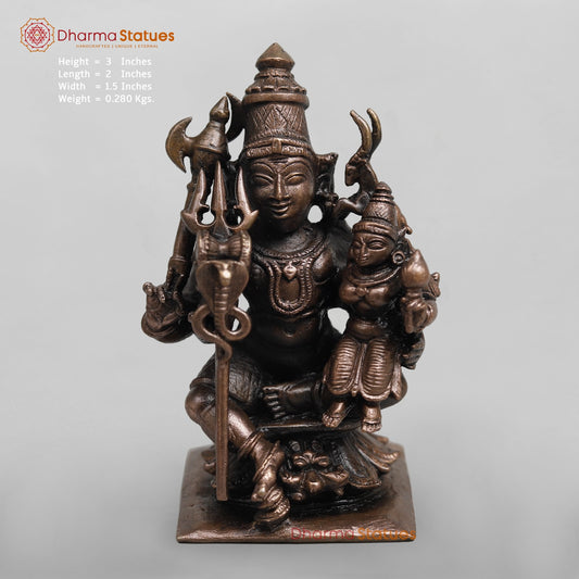 Copper Shiva Parwati seated fine 3”