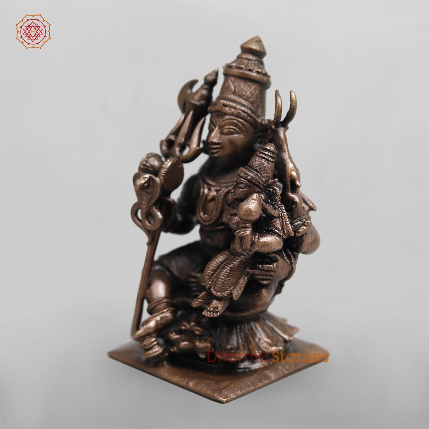 Copper Shiva Parwati seated fine 3”