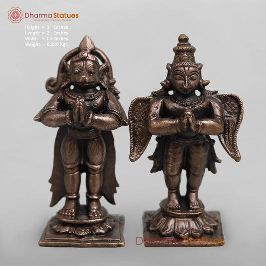 Copper Hanuman And Garuda standing Fine 3”