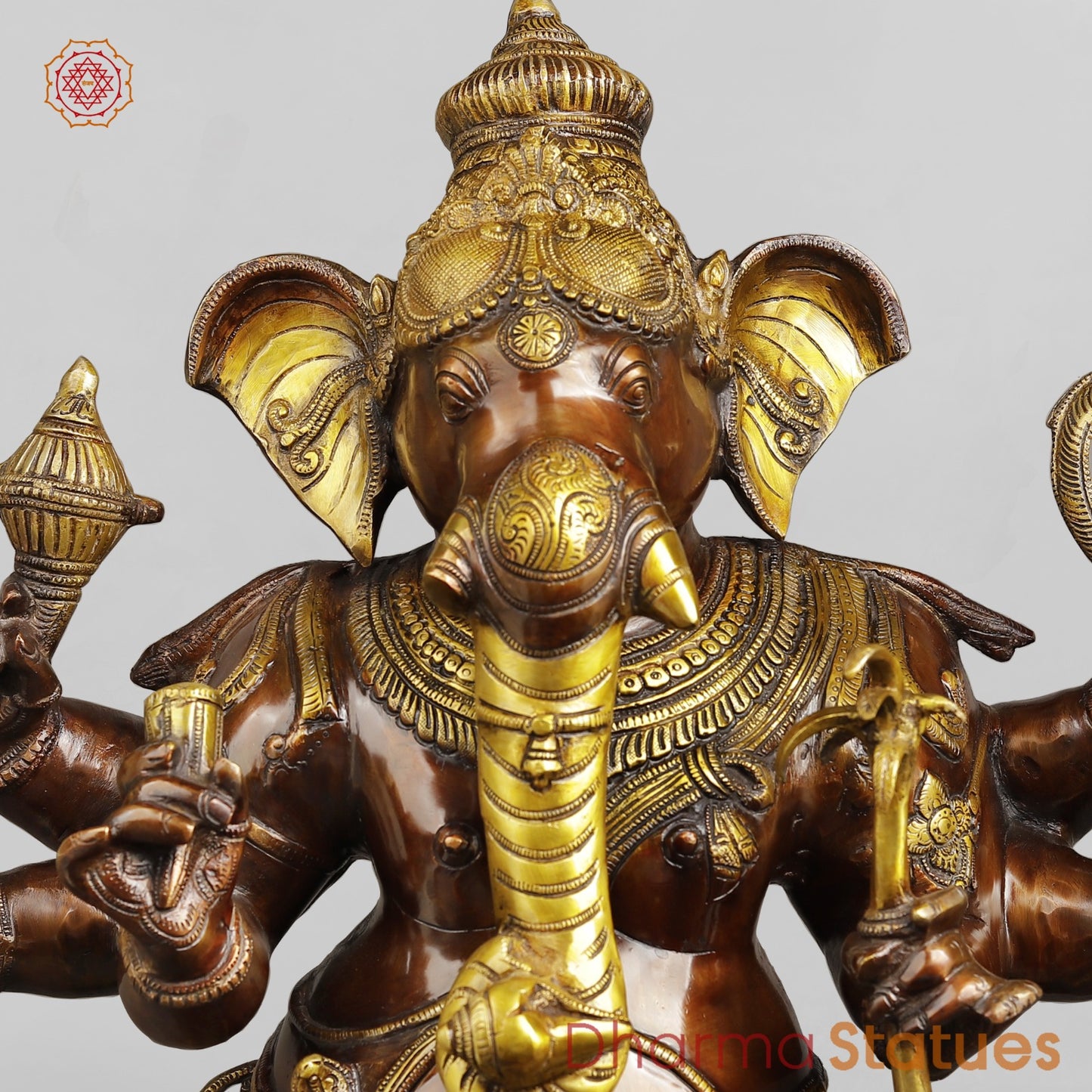 Brass Ganesh Standing Fine, Copper and Gold Finish 36”