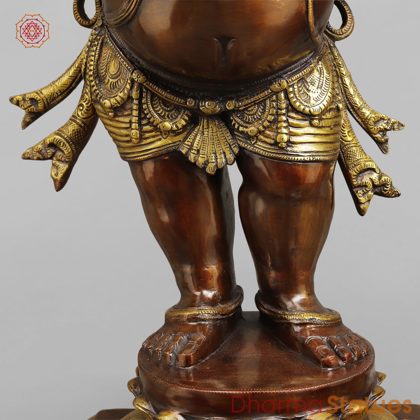 Brass Ganesh Standing Fine, Copper and Gold Finish 36”