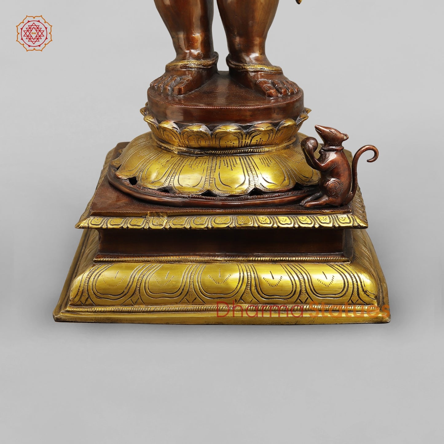 Brass Ganesh Standing Fine, Copper and Gold Finish 36”