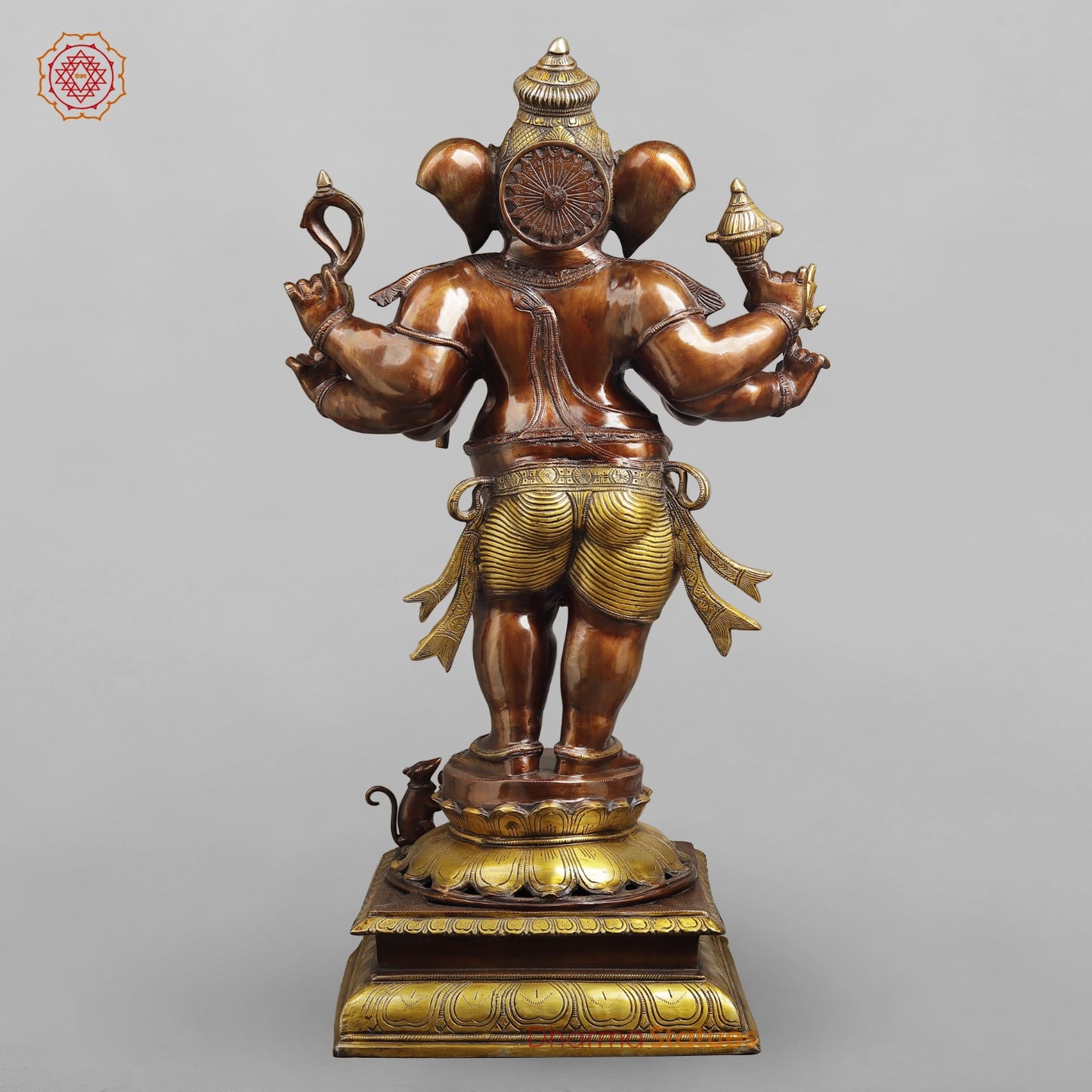 Brass Ganesh Standing Fine, Copper and Gold Finish 36”