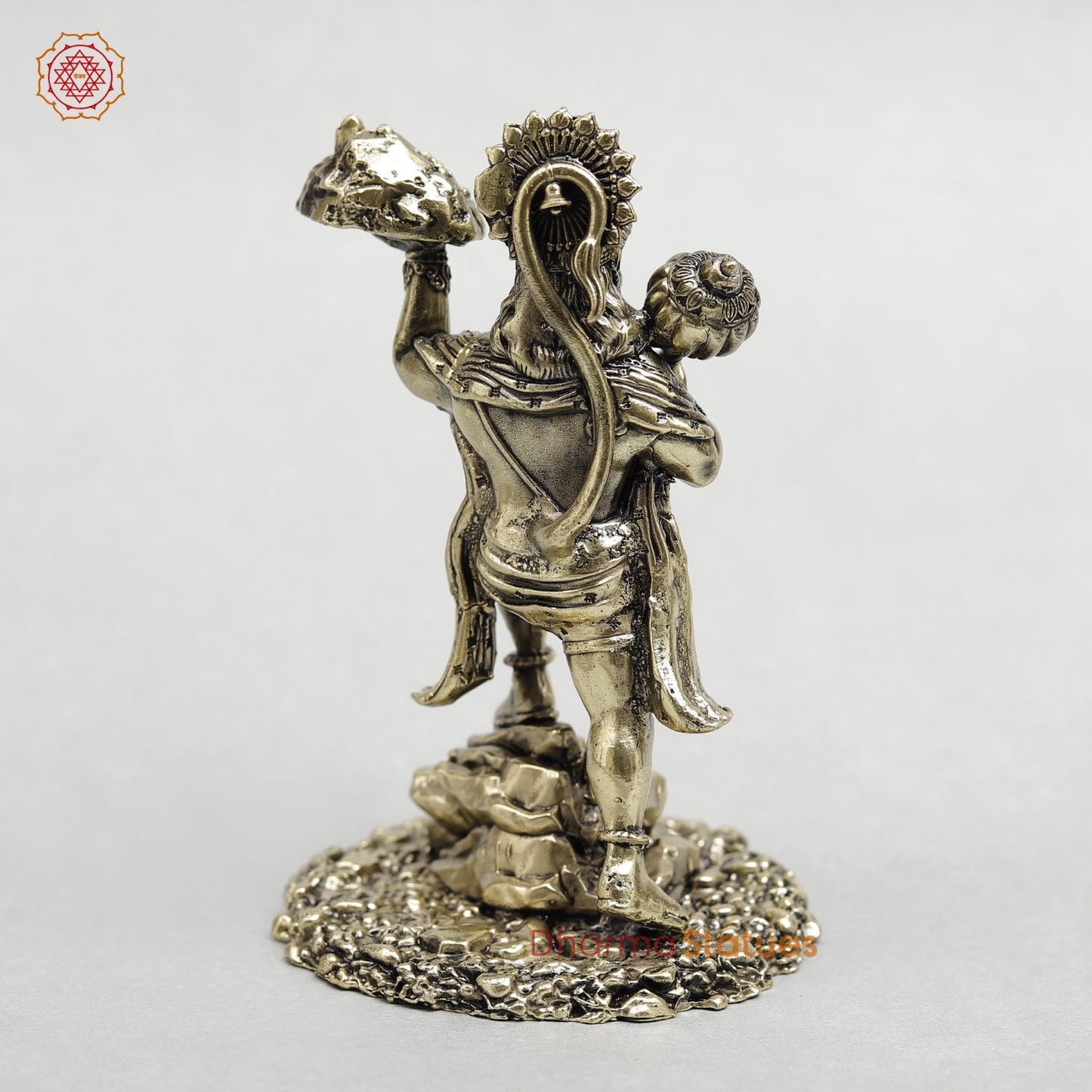 Brass Hanuman Standing lifting Mountain Fine 5”