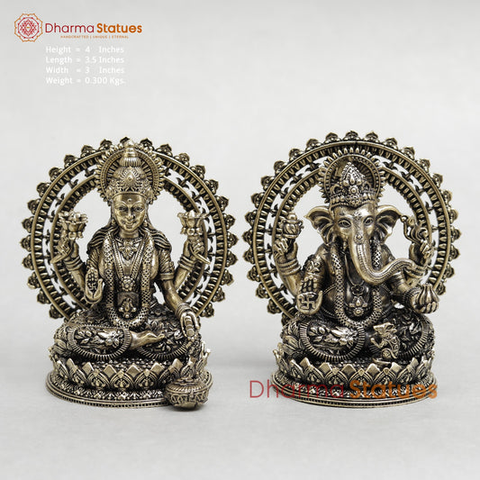 Brass Lakshmi Ganesh With Frame Fine 4”