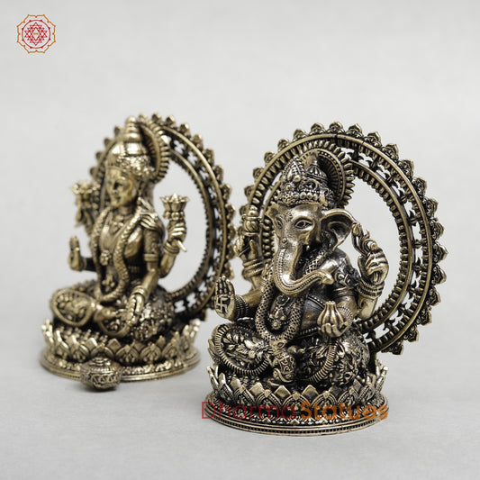 Brass Lakshmi Ganesh With Frame Fine 4”