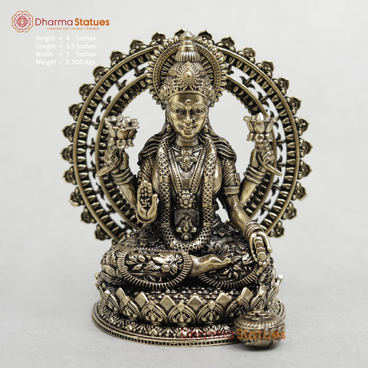 Brass Lakshmi With Frame Fine 4”