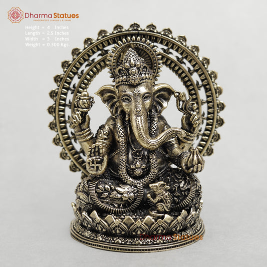 Brass Ganesh With Frame Fine 4”