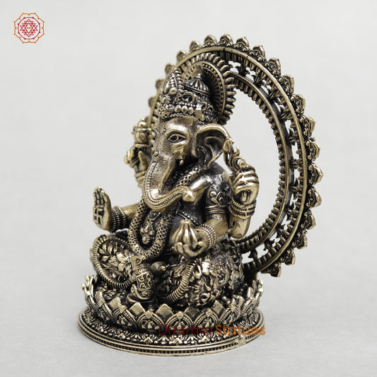 Brass Ganesh With Frame Fine 4”